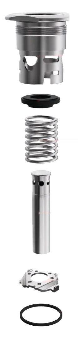 Explosionsdarstellung Dreikantfitting Typ G mit allen Bauteilen
